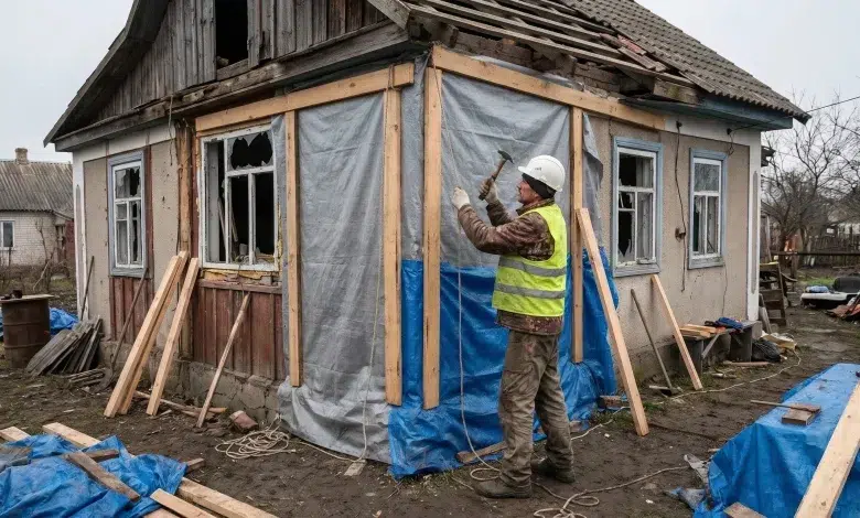 Допомога з консервації пошкоджених будинків на Харківщині
